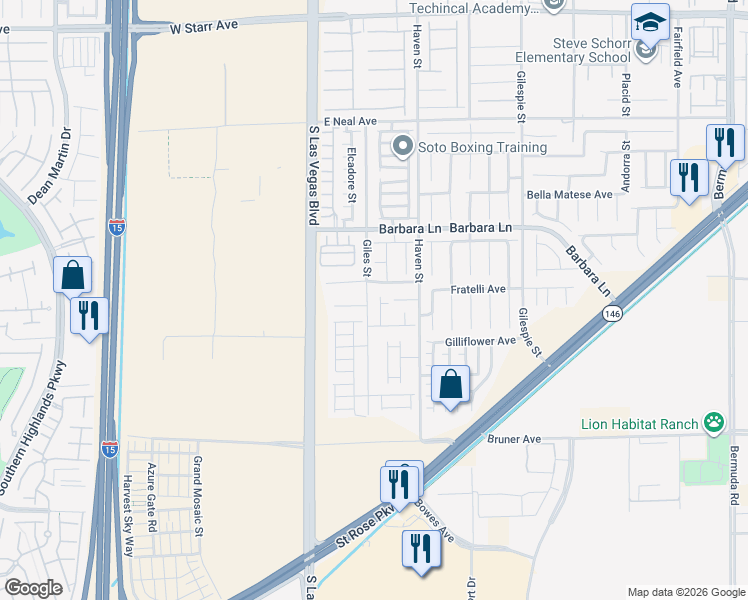 map of restaurants, bars, coffee shops, grocery stores, and more near 11849 Newport View Street in Las Vegas