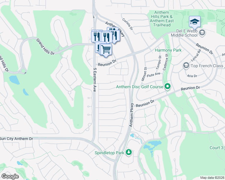 map of restaurants, bars, coffee shops, grocery stores, and more near 2552 Woodson Avenue in Henderson