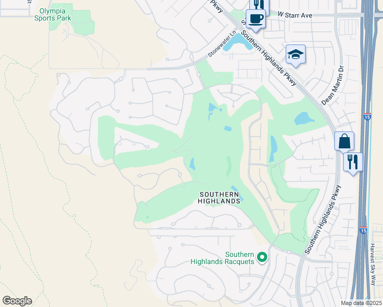 map of restaurants, bars, coffee shops, grocery stores, and more near 6 Eagles Landing Lane in Las Vegas