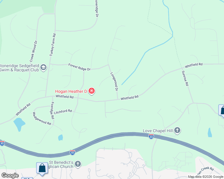 map of restaurants, bars, coffee shops, grocery stores, and more near 3306 Whitfield Road in Chapel Hill