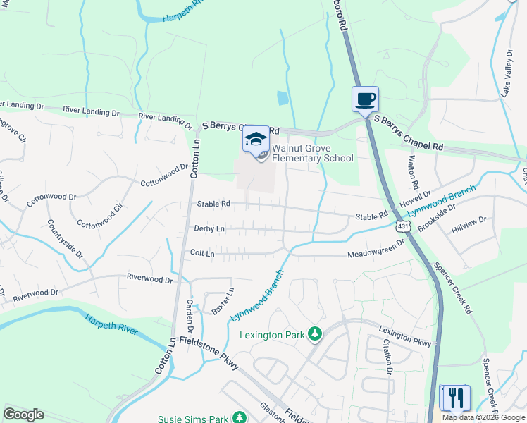 map of restaurants, bars, coffee shops, grocery stores, and more near 314 Derby Lane in Franklin