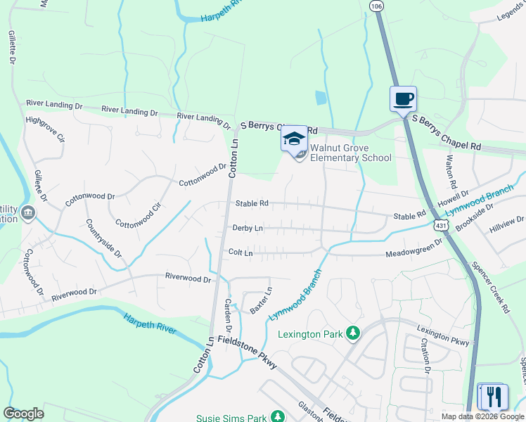 map of restaurants, bars, coffee shops, grocery stores, and more near 334 Derby Lane in Franklin