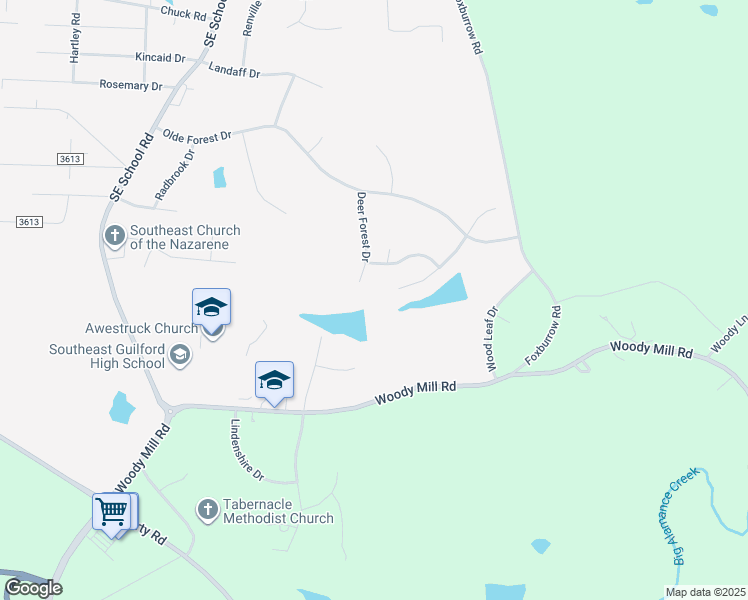 map of restaurants, bars, coffee shops, grocery stores, and more near 5603 Deer Forest Court in Greensboro