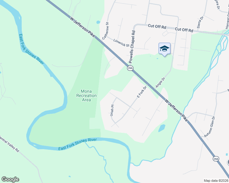 map of restaurants, bars, coffee shops, grocery stores, and more near 2421 Stones Throw Drive in Murfreesboro