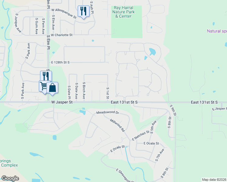 map of restaurants, bars, coffee shops, grocery stores, and more near 8209 South 1st Street in Broken Arrow