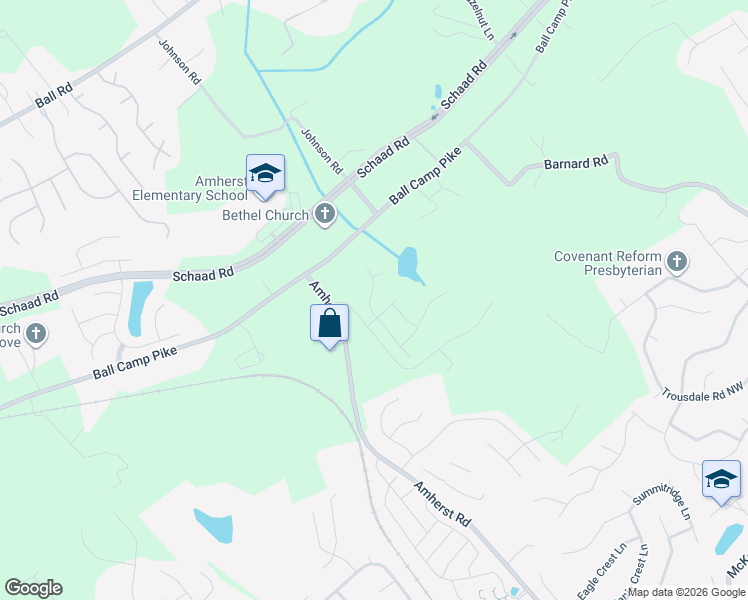 map of restaurants, bars, coffee shops, grocery stores, and more near 2700-3098 Bradley Lake Lane Northwest in Knoxville