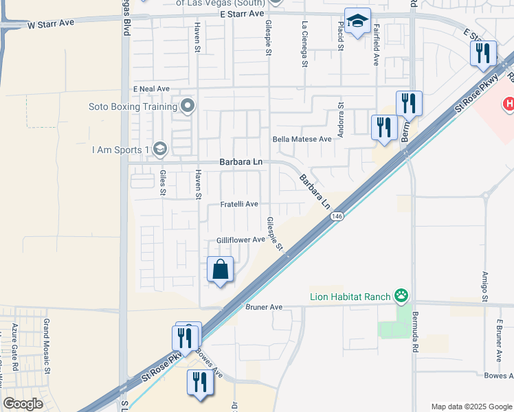 map of restaurants, bars, coffee shops, grocery stores, and more near 11819 Bella Luna Street in Las Vegas