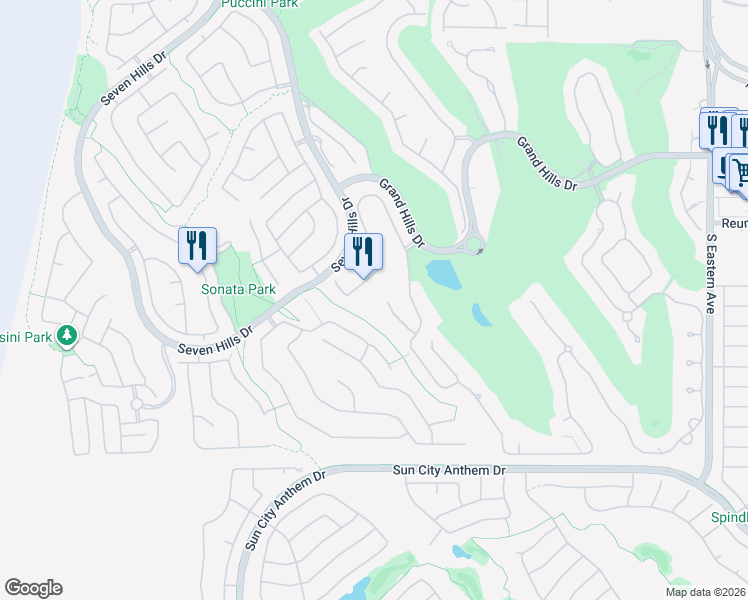 map of restaurants, bars, coffee shops, grocery stores, and more near 1382 Ruby Sky Court in Henderson
