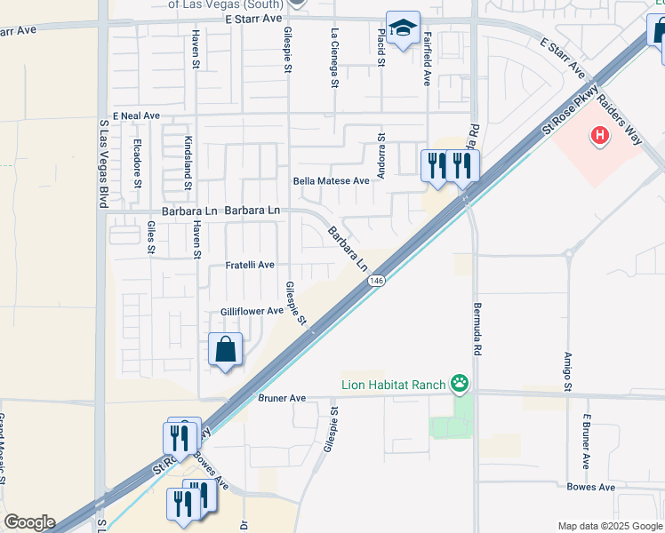 map of restaurants, bars, coffee shops, grocery stores, and more near 11842 Toto Court in Las Vegas
