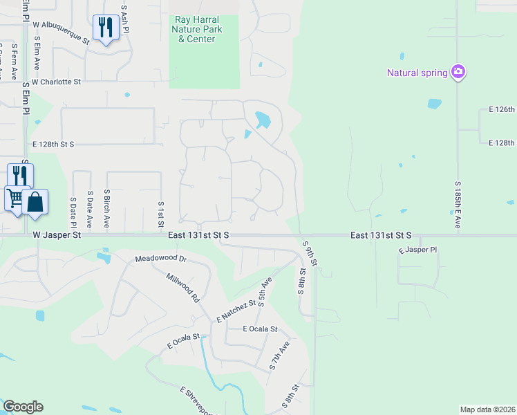 map of restaurants, bars, coffee shops, grocery stores, and more near 7711 South 5th Avenue in Broken Arrow