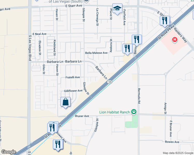 map of restaurants, bars, coffee shops, grocery stores, and more near 11842 Toto Court in Las Vegas