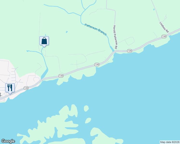 map of restaurants, bars, coffee shops, grocery stores, and more near 1269 Tennessee 139 in Dandridge