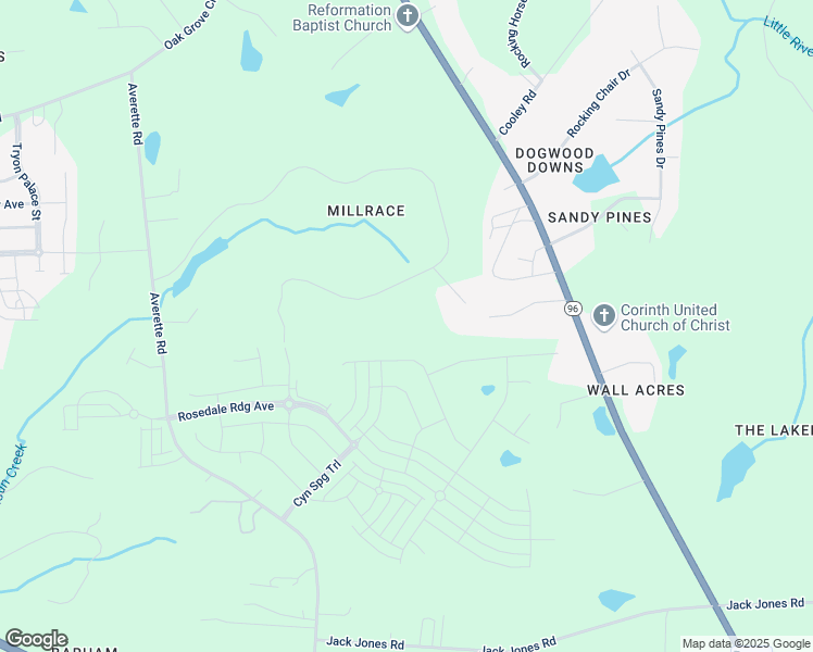 map of restaurants, bars, coffee shops, grocery stores, and more near 5333 Mill Dam Road in Wake Forest