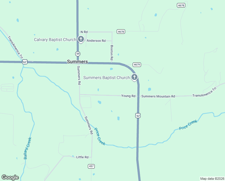 map of restaurants, bars, coffee shops, grocery stores, and more near 22100 Young Road in Summers