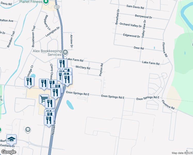 map of restaurants, bars, coffee shops, grocery stores, and more near 428 Lawson Road in Smyrna