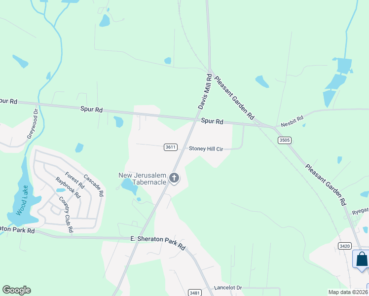 map of restaurants, bars, coffee shops, grocery stores, and more near 5305 Davis Mill Road in Greensboro