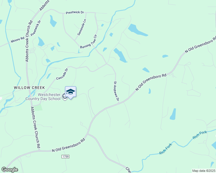 map of restaurants, bars, coffee shops, grocery stores, and more near 107 Saint Andrews Drive in High Point