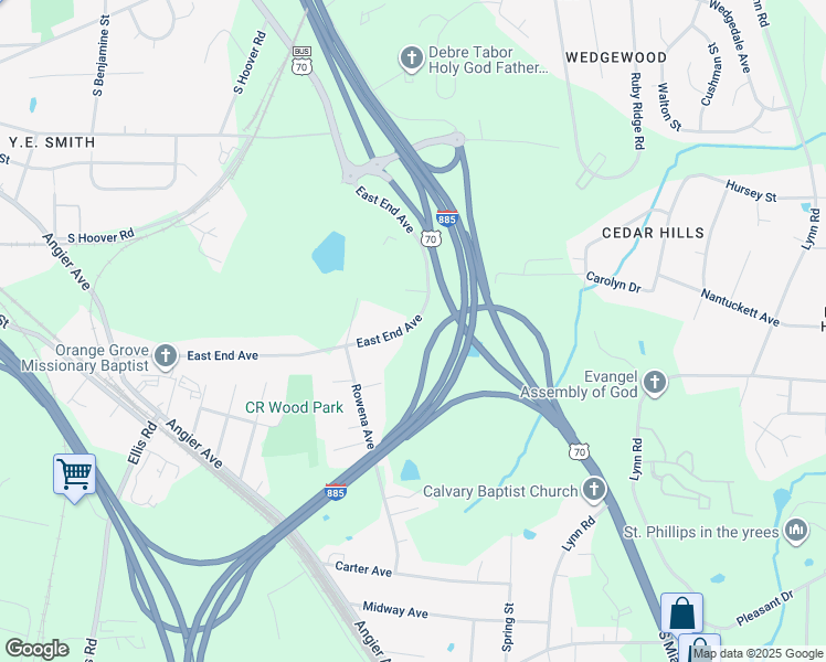 map of restaurants, bars, coffee shops, grocery stores, and more near in Durham