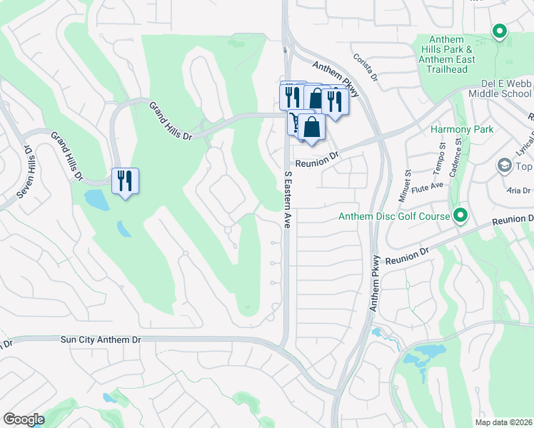 map of restaurants, bars, coffee shops, grocery stores, and more near 2648 Mirabella Street in Henderson