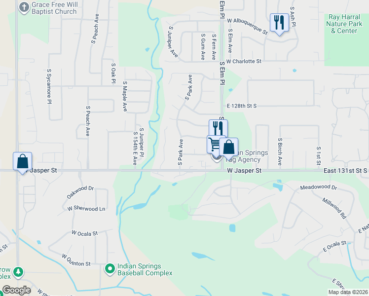 map of restaurants, bars, coffee shops, grocery stores, and more near 909 West Glendale Street in Broken Arrow
