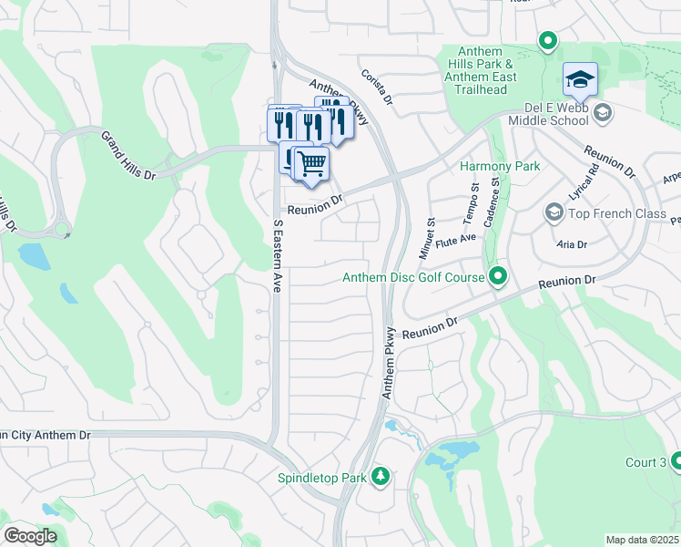 map of restaurants, bars, coffee shops, grocery stores, and more near 2544 Leighton Ave in Henderson
