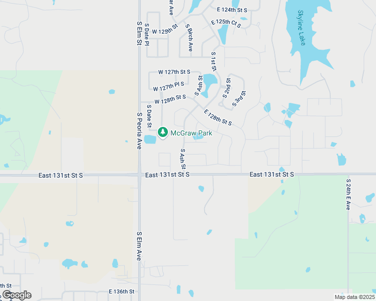 map of restaurants, bars, coffee shops, grocery stores, and more near 12918 South 1st Street in Jenks