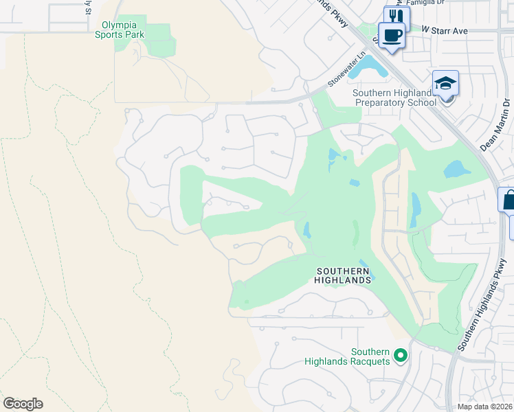 map of restaurants, bars, coffee shops, grocery stores, and more near 2 Castle Oaks Court in Las Vegas