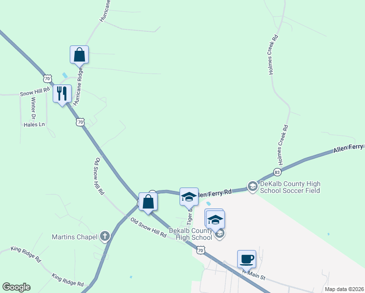 map of restaurants, bars, coffee shops, grocery stores, and more near in Smithville