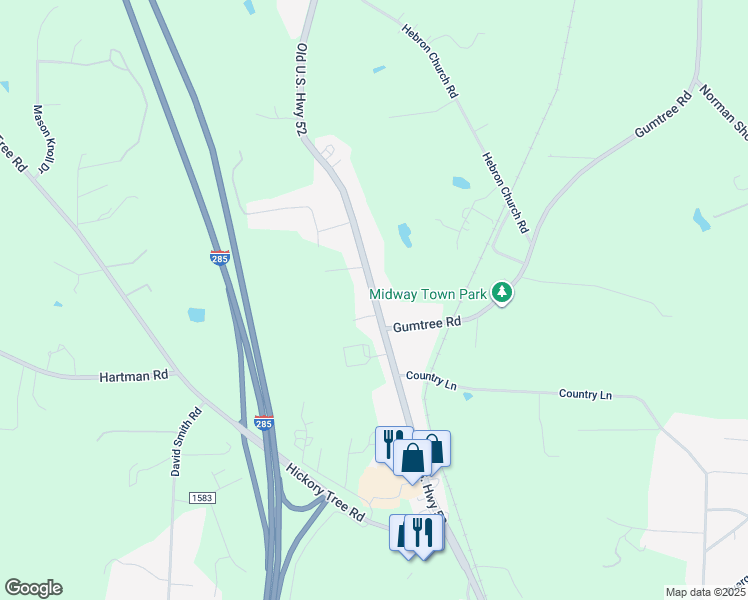 map of restaurants, bars, coffee shops, grocery stores, and more near 11581 Old U.S. Highway 52 in Winston-Salem
