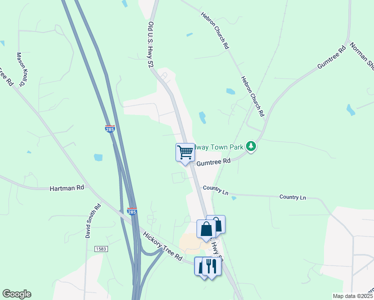 map of restaurants, bars, coffee shops, grocery stores, and more near 11581 Old U.S. Highway 52 in Winston-Salem