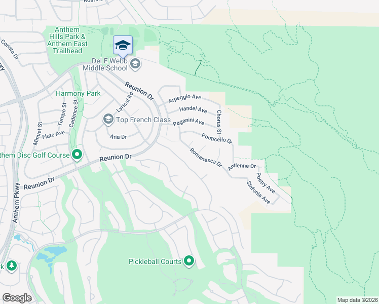 map of restaurants, bars, coffee shops, grocery stores, and more near 1381 Romanesca Drive in Henderson