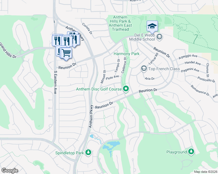 map of restaurants, bars, coffee shops, grocery stores, and more near 2389 Rainswept Avenue in Henderson