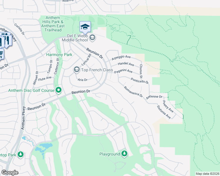 map of restaurants, bars, coffee shops, grocery stores, and more near 9 Contra Costa Place in Henderson
