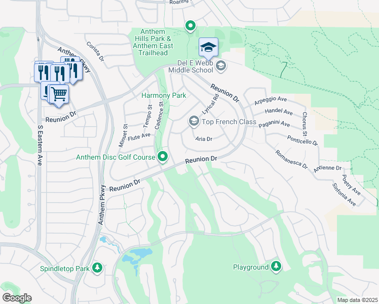 map of restaurants, bars, coffee shops, grocery stores, and more near 1394 Octet Court in Henderson