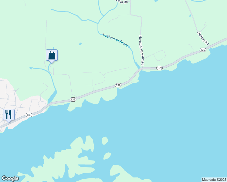 map of restaurants, bars, coffee shops, grocery stores, and more near 1269 Tennessee 139 in Dandridge