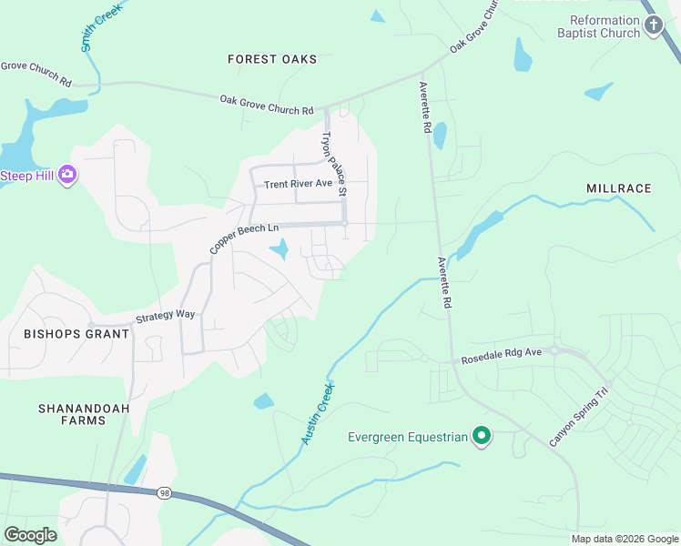 map of restaurants, bars, coffee shops, grocery stores, and more near 5634 Copper Beech Lane in Wake Forest