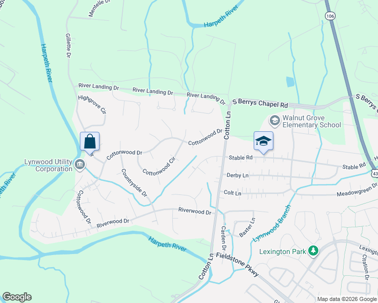 map of restaurants, bars, coffee shops, grocery stores, and more near 121 Cottonwood Drive in Franklin