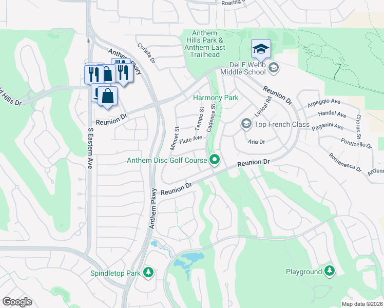 map of restaurants, bars, coffee shops, grocery stores, and more near 2378 Rainswept Avenue in Henderson
