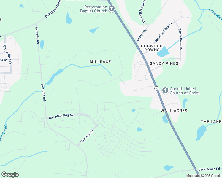 map of restaurants, bars, coffee shops, grocery stores, and more near 5333 Mill Dam Road in Wake Forest