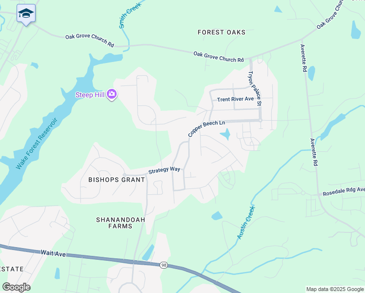 map of restaurants, bars, coffee shops, grocery stores, and more near 532 Kings Glen Way in Wake Forest