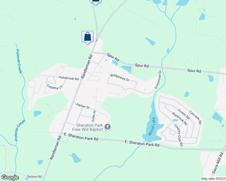 map of restaurants, bars, coffee shops, grocery stores, and more near 5505 Bridgeview Drive in Greensboro