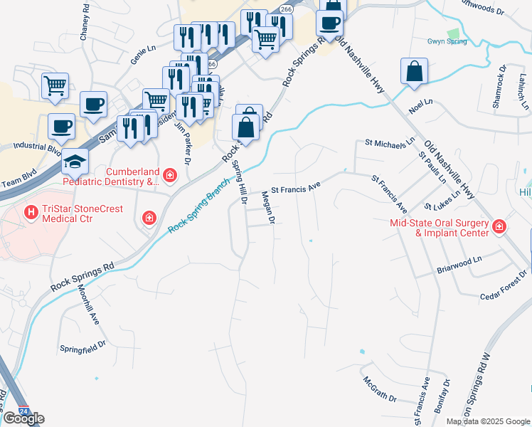 map of restaurants, bars, coffee shops, grocery stores, and more near 402 Fellers Lane in Smyrna