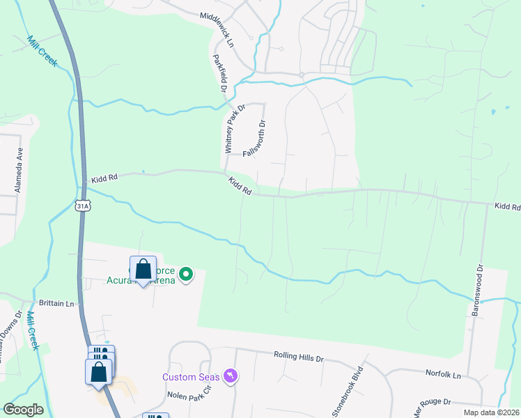 map of restaurants, bars, coffee shops, grocery stores, and more near 2089 Kidd Road in Nolensville