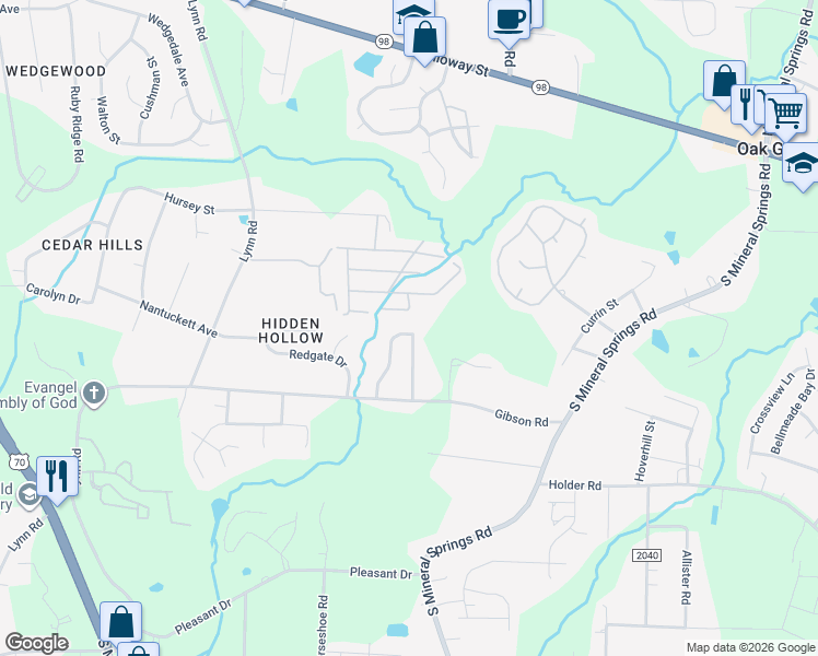 map of restaurants, bars, coffee shops, grocery stores, and more near 839 Riverbark Lane in Durham