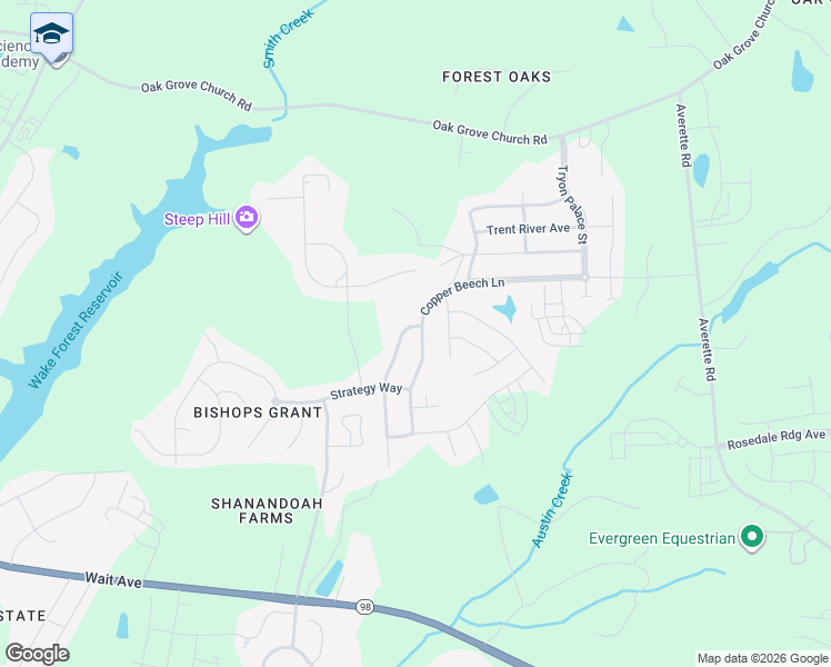 map of restaurants, bars, coffee shops, grocery stores, and more near 537 Kings Glen Way in Wake Forest