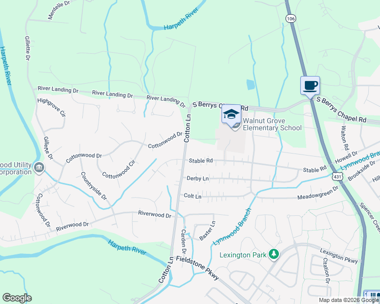 map of restaurants, bars, coffee shops, grocery stores, and more near 210 Cotton Lane in Franklin