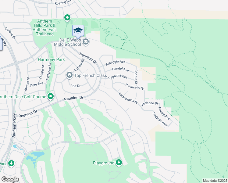 map of restaurants, bars, coffee shops, grocery stores, and more near 1381 Romanesca Drive in Henderson