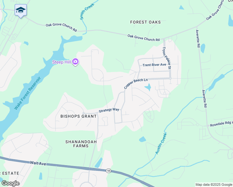 map of restaurants, bars, coffee shops, grocery stores, and more near 533 Kings Glen Way in Wake Forest
