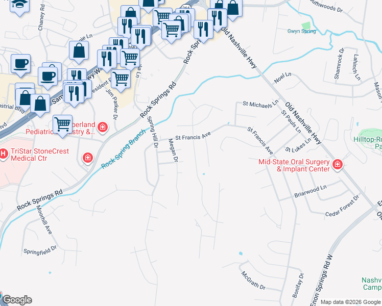 map of restaurants, bars, coffee shops, grocery stores, and more near 406 Williamsport Drive in Smyrna