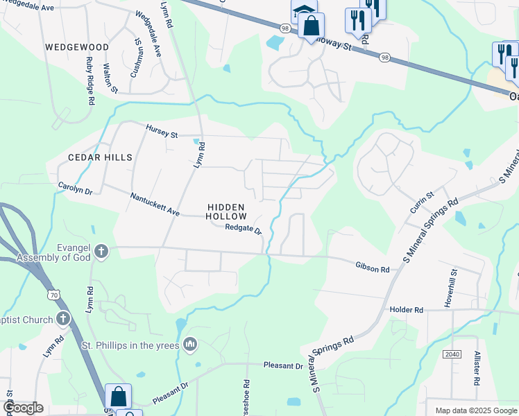 map of restaurants, bars, coffee shops, grocery stores, and more near 9 Larch Court in Durham